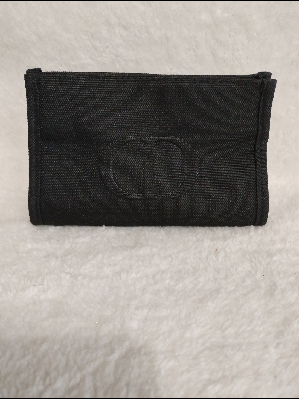 Dior Beauty Black Logo Embossed Snap Fabric Cosmetic Case Make Up Bag